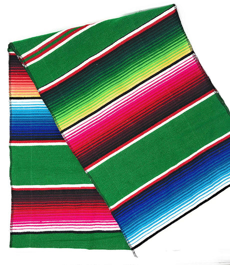 Cinco De Mayo Mexican Serape Cotton Fabric - Multicolor Woven Stripes, 14" Wide x 76" Long (1 Piece)