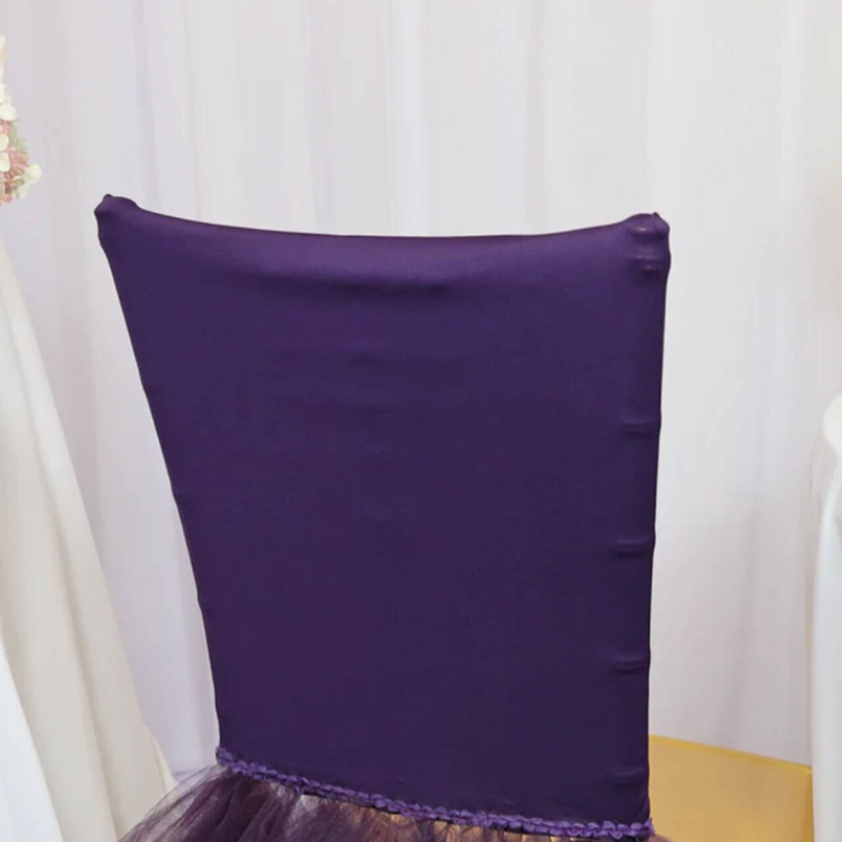 1 Piece Eggplant Stretch Spandex Chiavari Chair Cover with Graceful Ballerina Skirt