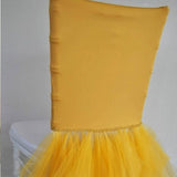 1 Piece Gold Stretch Spandex Chiavari Chair Cover with Elegant Ballerina Skirt