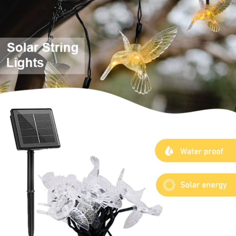 30 LED Solar Dove String Lights – Warm White, 8 Modes