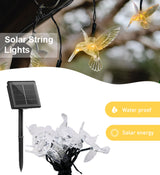 30 LED Solar Dove String Lights – Warm White, 8 Modes