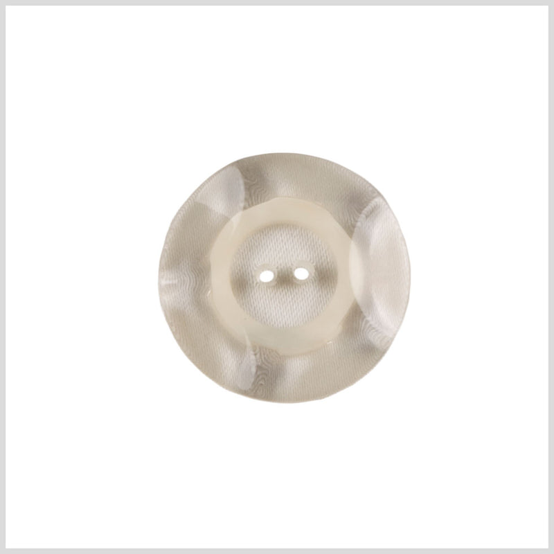 Plastic 2-Hole Button - 32L/20mm - Clear and White Ring