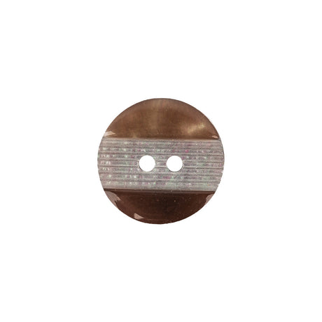 Plastic 2-Hole Button - 24L/15mm - Brown Engraved Ribbing Stripe