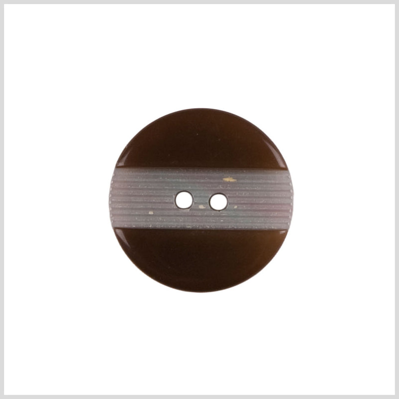 Plastic 2-Hole Button - 36L/23mm - Brown Engraved Ribbing Stripe