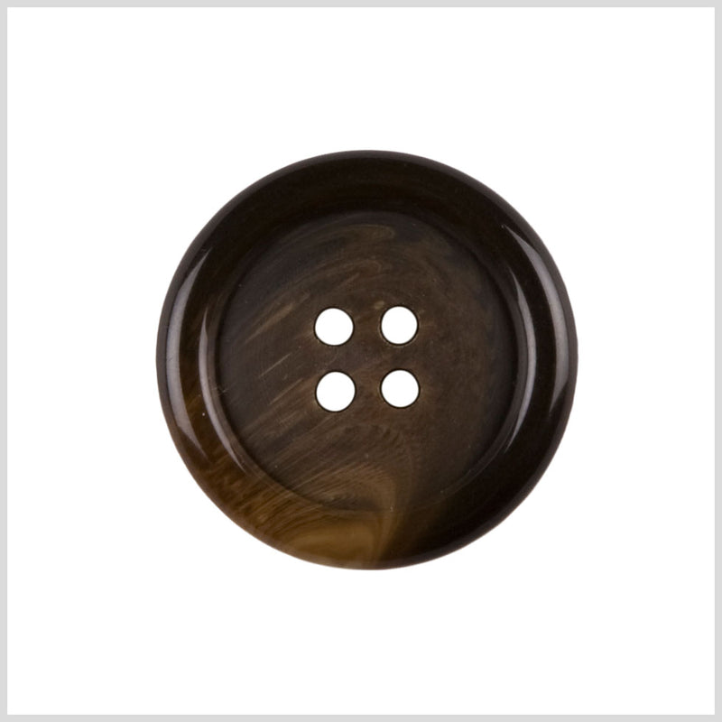 Plastic 4-Hole Button - 28L/18mm - Dark Brown and Tan Swirled Tire Rim