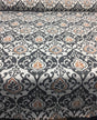 Reneta Damask Truffle Cotton Fabric - Black, White, Orange Damask, 56" Width (1 Yard)