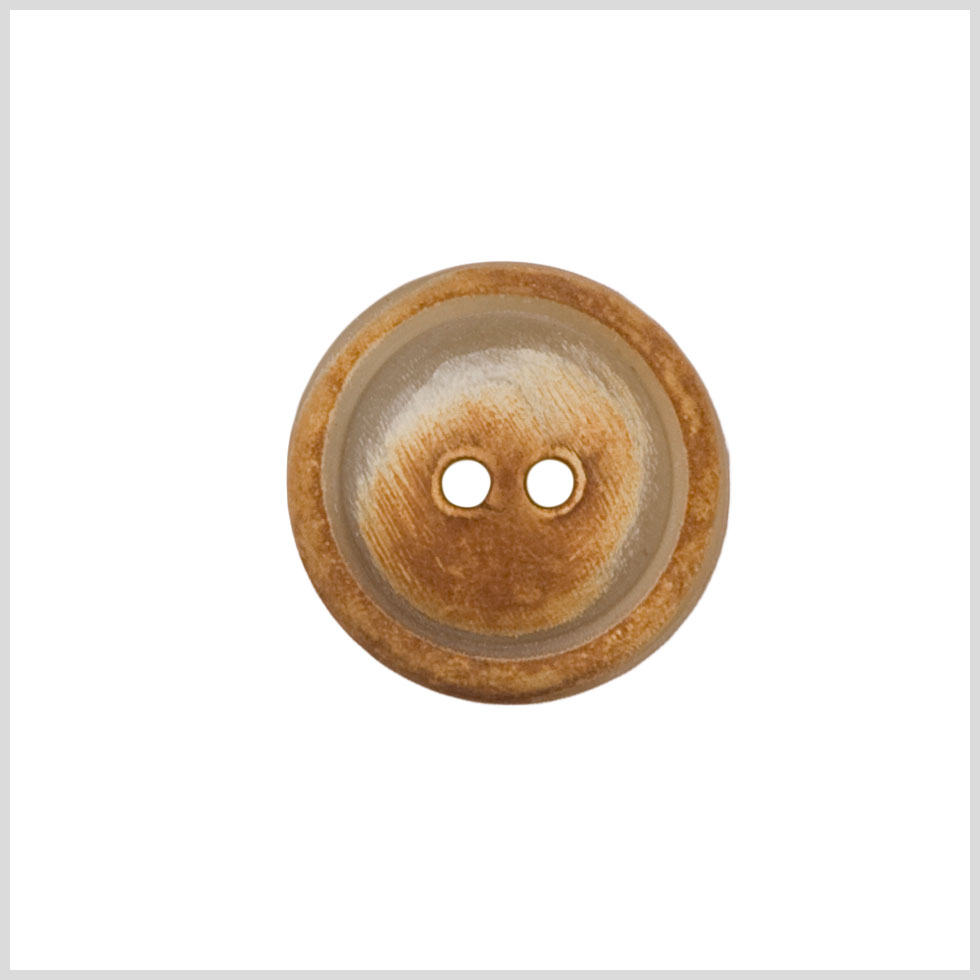 Horn 2-Hole Button - 32L/20mm - Natural Tan and Cream