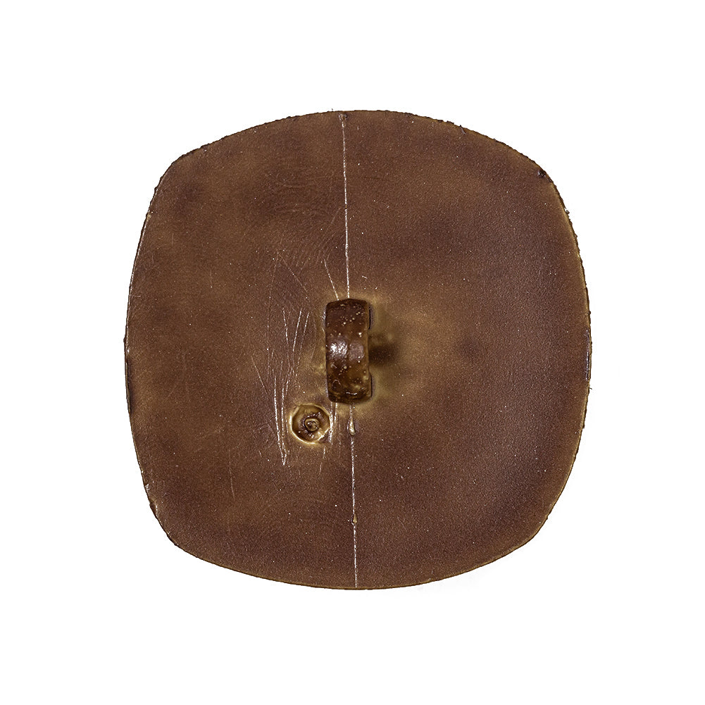 Weathered Honey Brown Leather-Look Shank-Back Molded Plastic Button - 48L/30.5mm