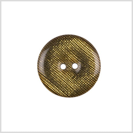 Plastic 2-Hole Button - 24L/15mm - Gold and Black Grid