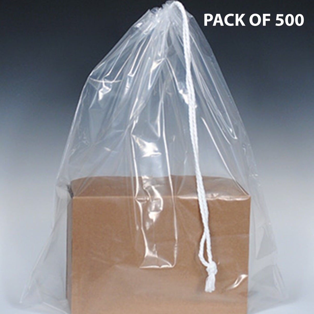 Poly Bag with Single Drawstring 16" x 18" | Crystal-Clear Clarity