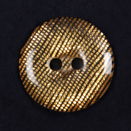 Plastic 2-Hole Button - 32L/20mm - Gold and Black Grid