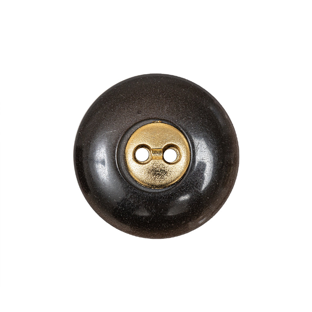 Brown with Gold Inset Two-Hole Saucer Button - 36L/23mm