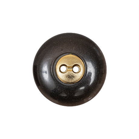 Brown with Gold Inset Two-Hole Saucer Button - 36L/23mm