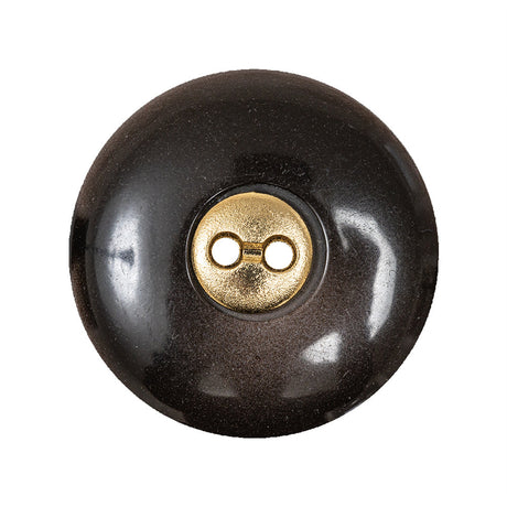 Brown with Gold Inset Two-Hole Saucer Button - 44L/28mm