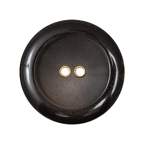 Brown with Gold Inset Two-Hole Saucer Button - 44L/28mm