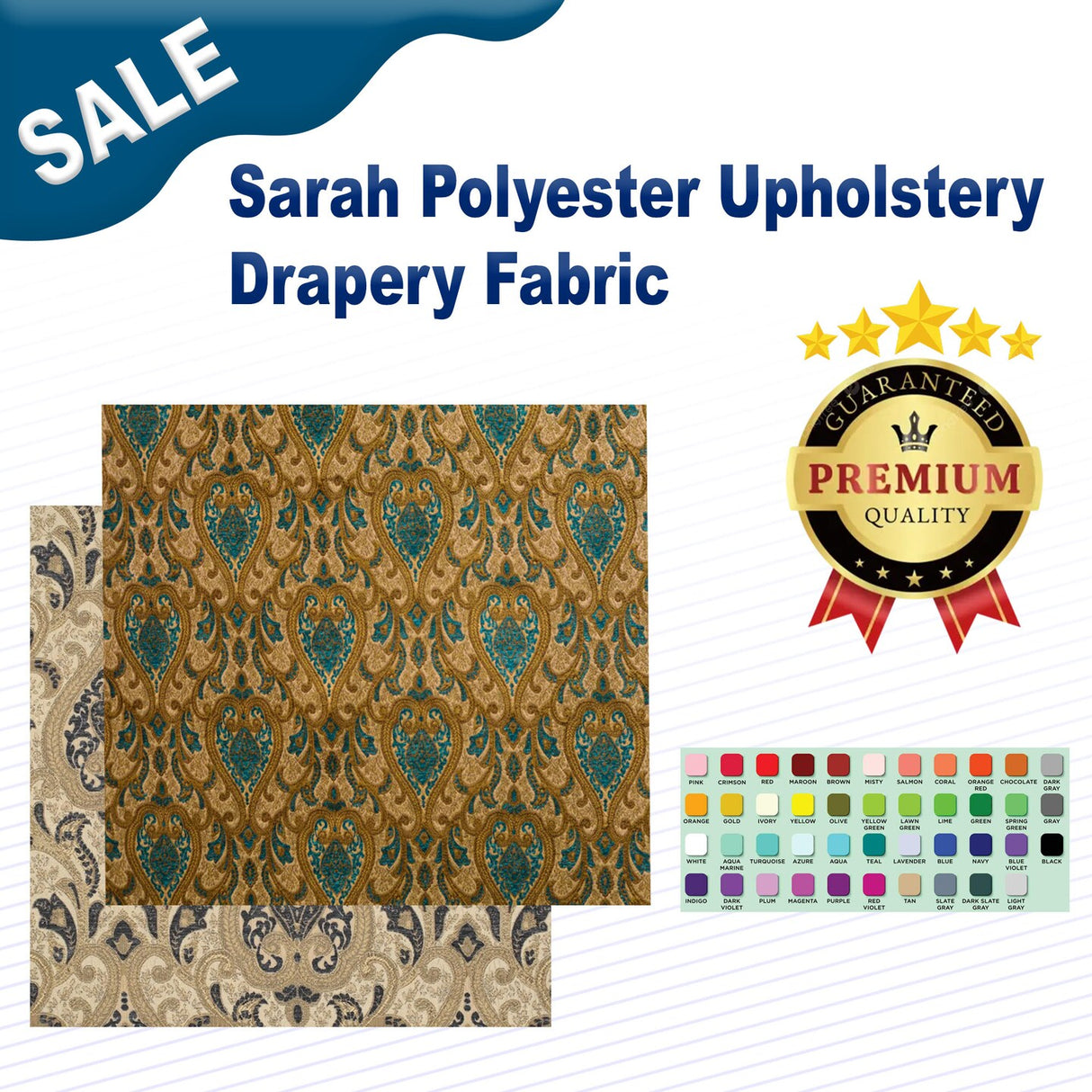 1 Yard Sarah Polyester Upholstery & Drapery Fabric