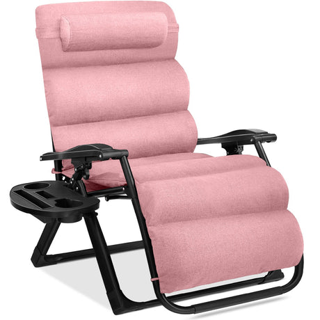 Best Choice Products Oversized Zero Gravity Chair, Folding Recliner w/ Removable Cushion, Side Tray