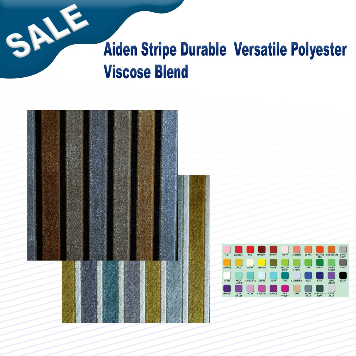 1 Yard Aiden Stripe Durable & Versatile Polyester-Viscose Blend