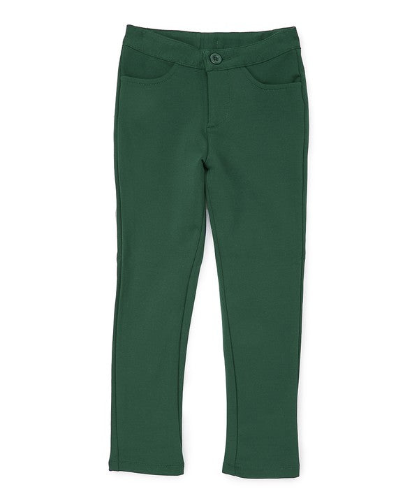 Girl's Hunter Green Stretch School Uniform Pants - Hunter Green, Stretch, Adjustable Waist, Sizes 4/5-16 (1 Pair)