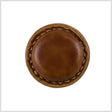 Plastic Shank Back Button - 40L/25.5mm - Light Brown Faux Leather with Stitched Rim