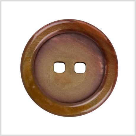 Plastic 2-Hole Button - 44L/28mm - Rust and Gold Shimmer Square Holes