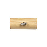 Brown and Natural Rod-Style Wood Toggle with Silver Metal Shank Back - 33L/21mm
