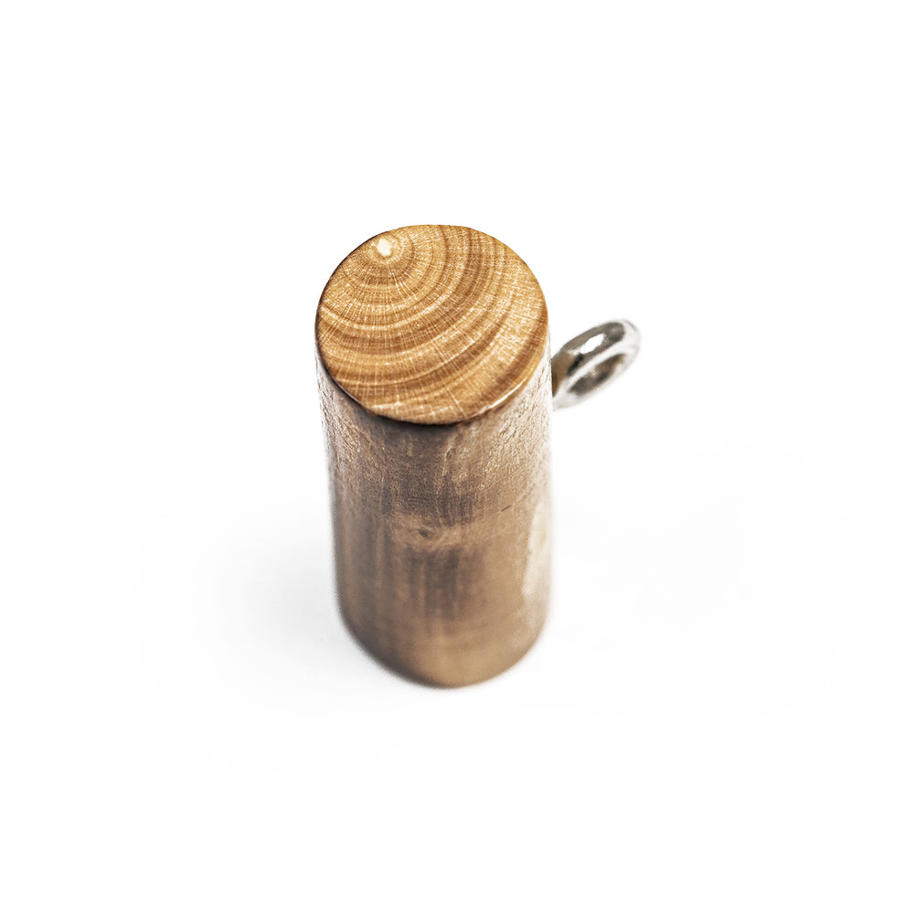 Brown and Natural Rod-Style Wood Toggle with Silver Metal Shank Back - 33L/21mm
