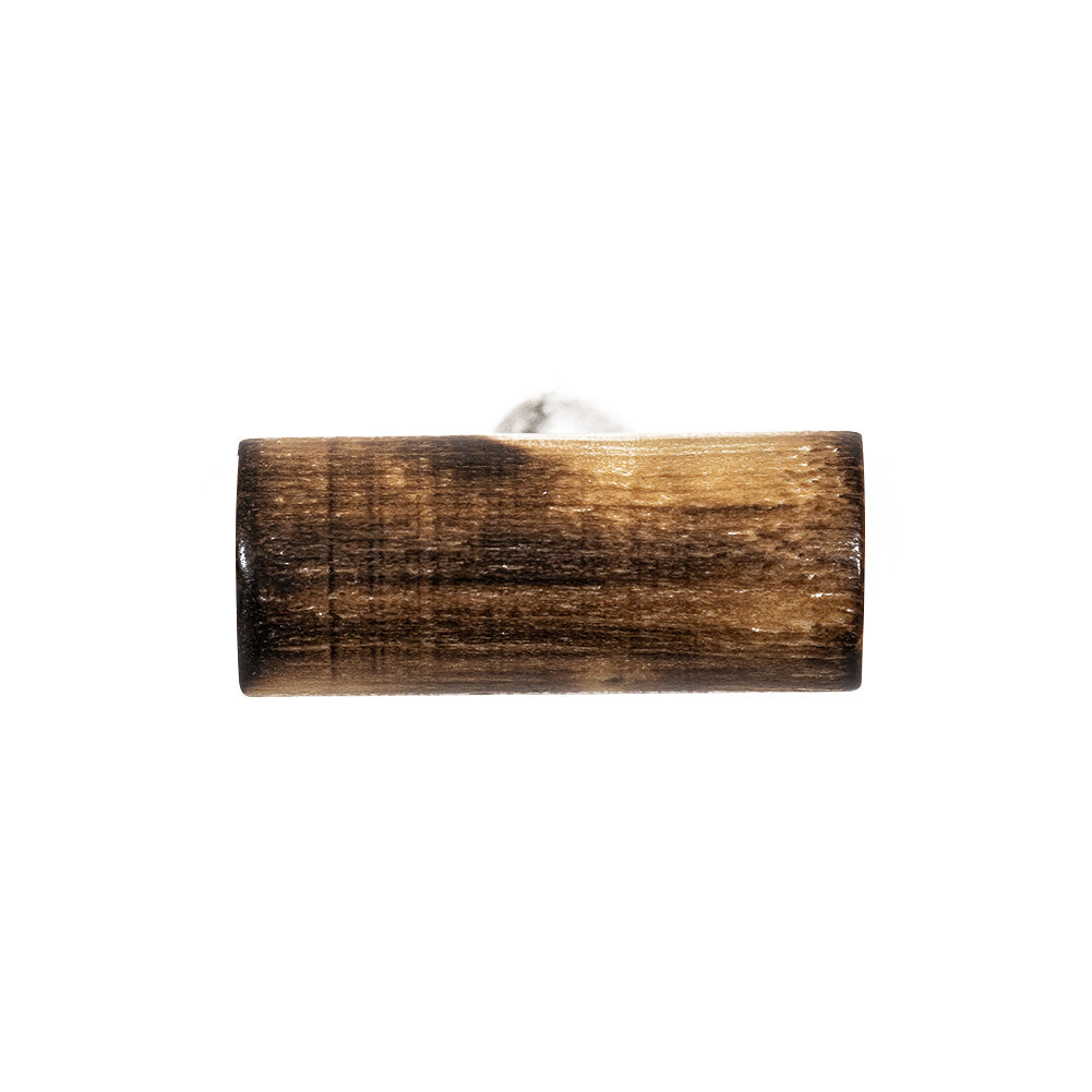 Brown and Natural Rod-Style Wood Toggle with Silver Metal Shank Back - 33L/21mm