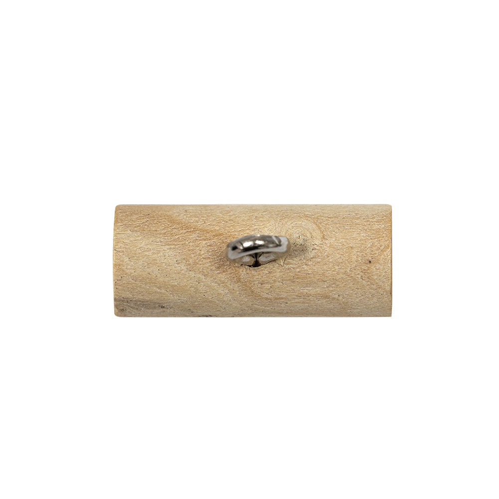 Natural Rod-Style Wood Toggle with Silver Metal Shank Back - 33L/21mm
