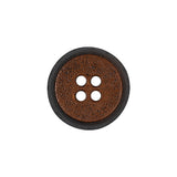 Gingerbread and Deep Charcoal Speckled Textured 4-Hole Molded Plastic Button - 32L/20mm