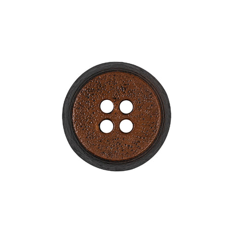 Gingerbread and Deep Charcoal Speckled Textured 4-Hole Molded Plastic Button - 32L/20mm
