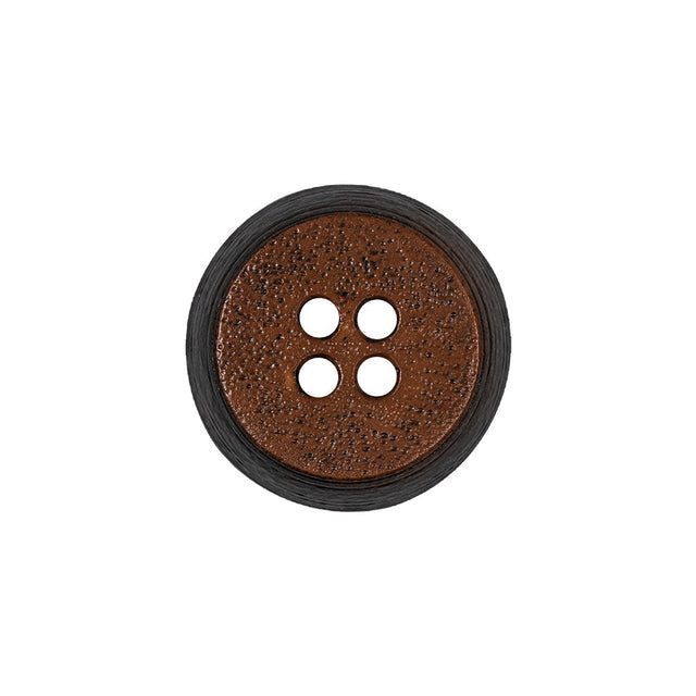 Gingerbread and Deep Charcoal Speckled Textured 4-Hole Molded Plastic Button - 32L/20mm