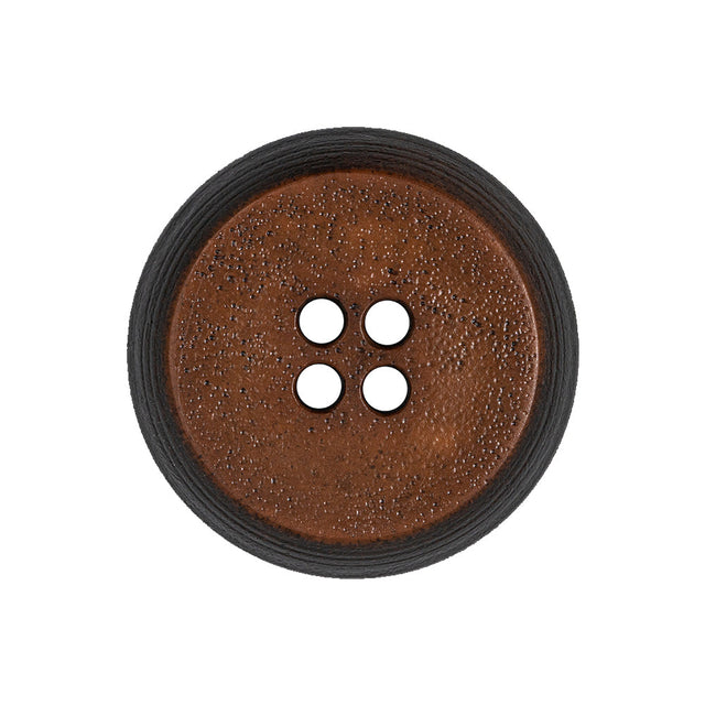 Gingerbread and Deep Charcoal Speckled Textured 4-Hole Molded Plastic Button - 40L/25.5mm