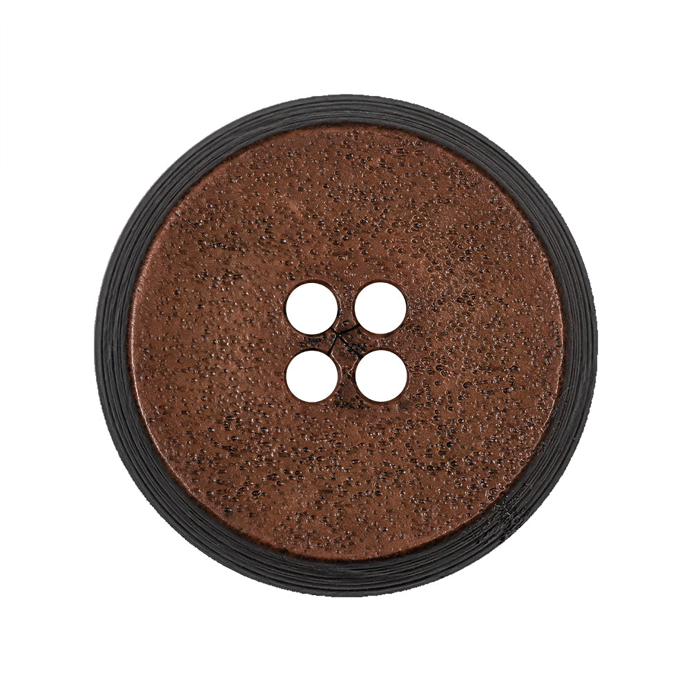 Gingerbread and Deep Charcoal Speckled Textured 4-Hole Molded Plastic Button - 45L/29mm