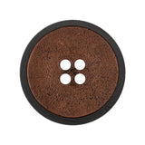 Gingerbread and Deep Charcoal Speckled Textured 4-Hole Molded Plastic Button - 45L/29mm