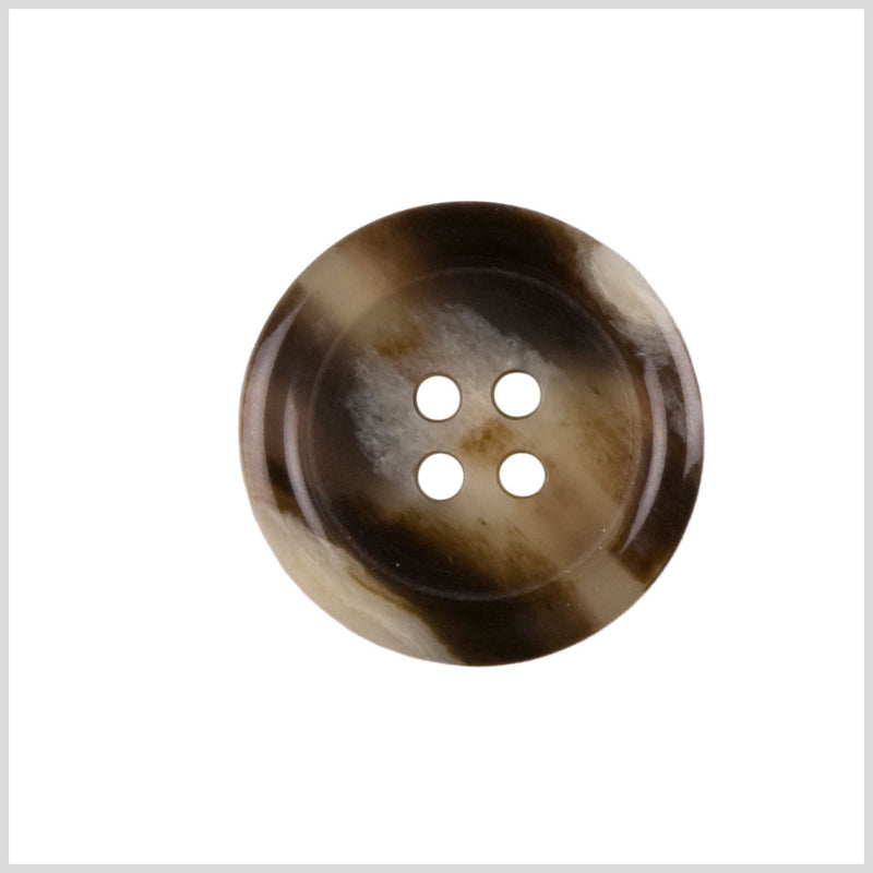 Plastic 4-Hole Button - 40L/25.5mm - Dark Brown and Cream Streaks and Swirls