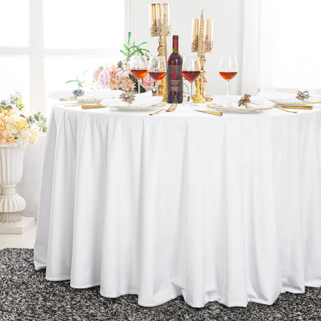 Round Velvet Tablecloth 120 Inch White