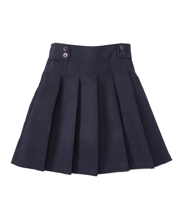 Girl's Navy Polyester Fabric - Pleated Uniform Skirt With Built-In Shorts, Navy, 4/5-16 (1 Piece)