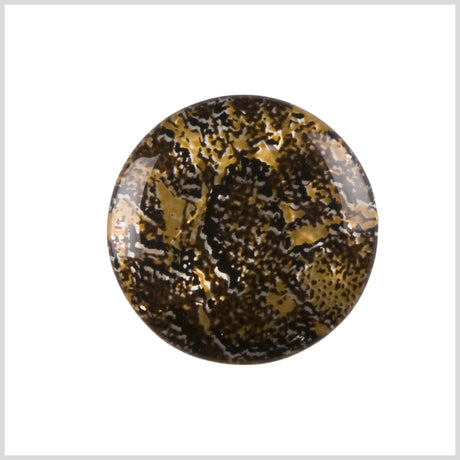 Plastic Shank Back Button - 44L/28mm - Brown and Golden Yellow Snakeskin Abstraction