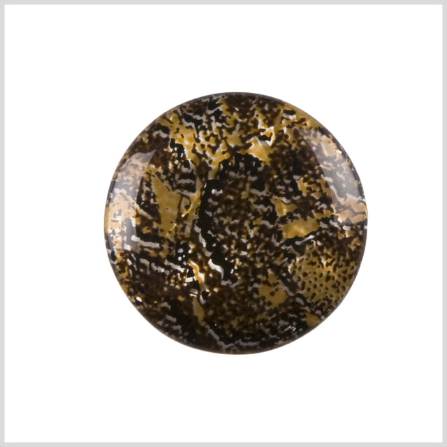 Plastic Shank Back Button - 44L/28mm - Brown and Golden Yellow Snakeskin Abstraction