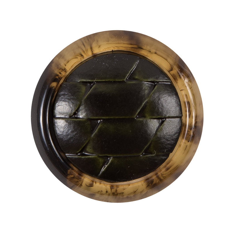 Green and Brown Plastic Shank Back Button - 44L/28mm