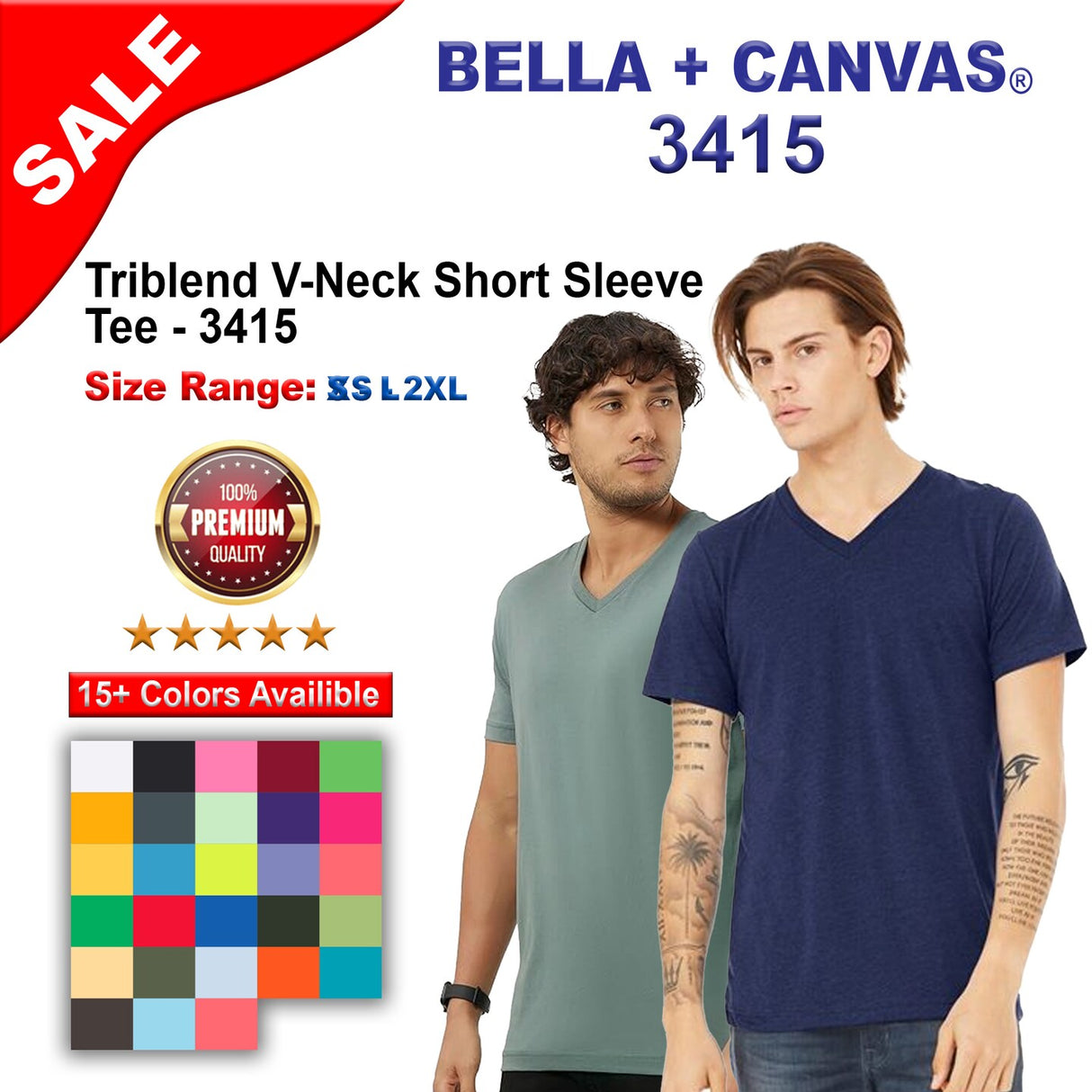 BELLA + CANVAS® Triblend V-Neck Short Sleeve Tee