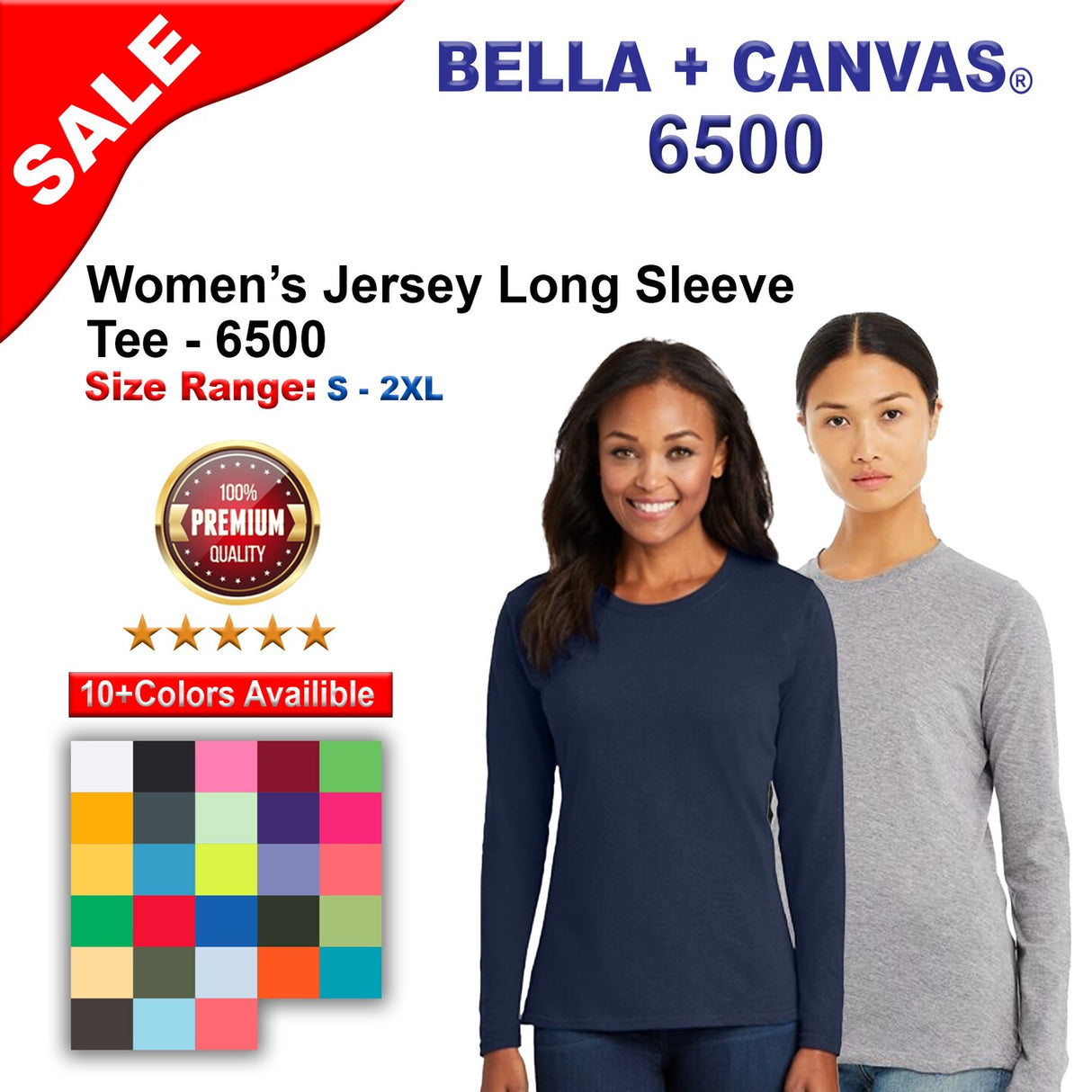 BELLA + CANVAS® Women’s Jersey Crewneck Long Sleeve T-Shirt