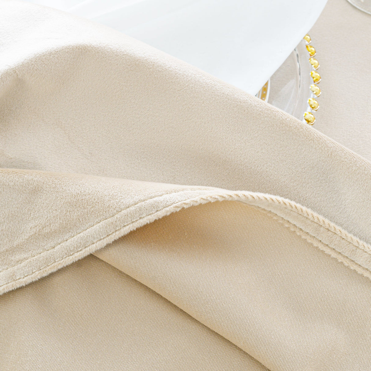 Round Velvet Tablecloth 120 Champagne