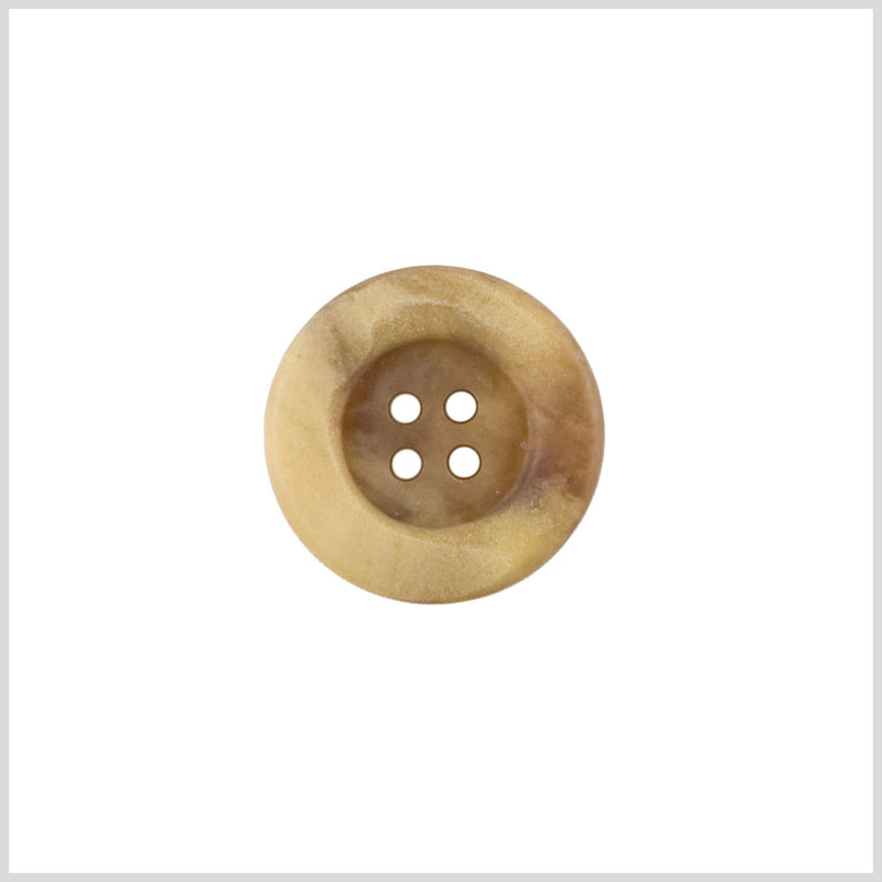 Plastic 4-Hole Button - 28L/18mm - Yellow Beige and Brown Mottled Tire Rim