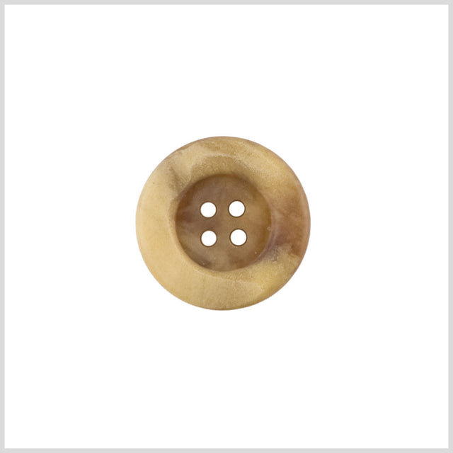 Plastic 4-Hole Button - 28L/18mm - Yellow Beige and Brown Mottled Tire Rim