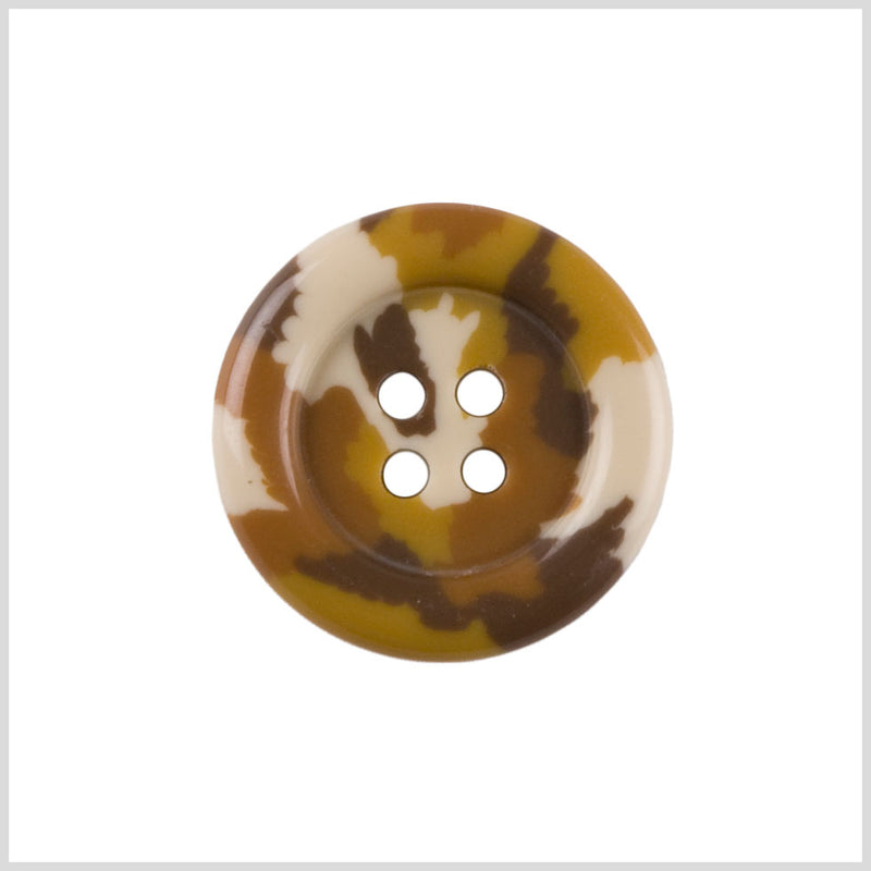 Plastic 4-Hole Button - 32L/20mm - Brown, Golden Olive and White Camo Spots