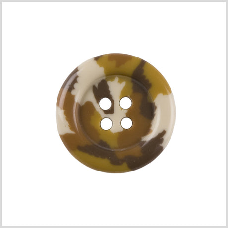 Plastic 4-Hole Button - 40L/25.5mm - Brown, Golden Olive and White Camo Spots