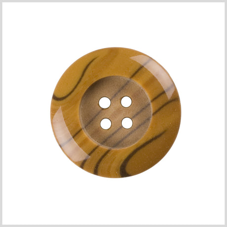Plastic 4-Hole Button - 44L/28mm - Butterscotch Orange and Brown Swirling Stripes