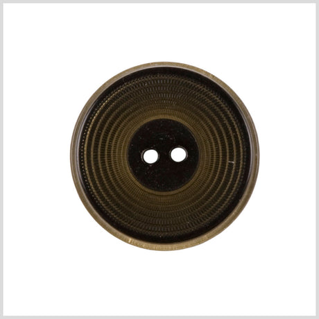 Plastic 2-Hole Button - 24L/15mm - Brown Ribbed Concentric Rings